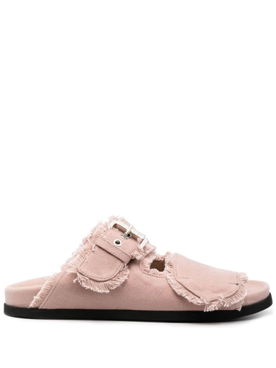 N°21 Frayed-edge Buckled Sandals In Pink