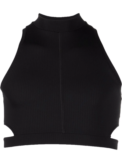 A Better Mistake Blade Cut-out Cropped Tank Top In Black