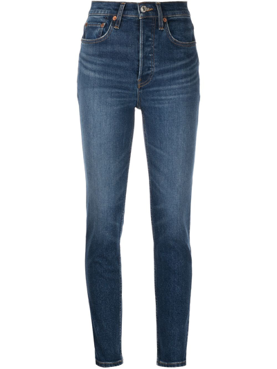 Re/done 90s High Rise Ankle Crop Jeans In Deep Sapphire