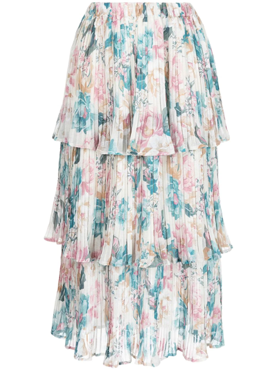 We Are Kindred Floral-print Tiered Skirt In Pink