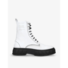 Viron Apple Faux Leather Combat Boots In Blk/white