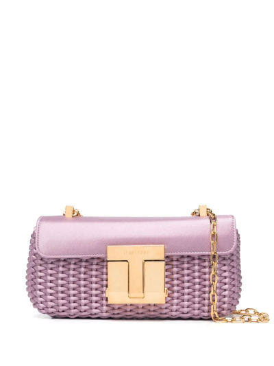 Tom Ford Logo-plaque Interwoven Shoulder Bag In Parma Violet