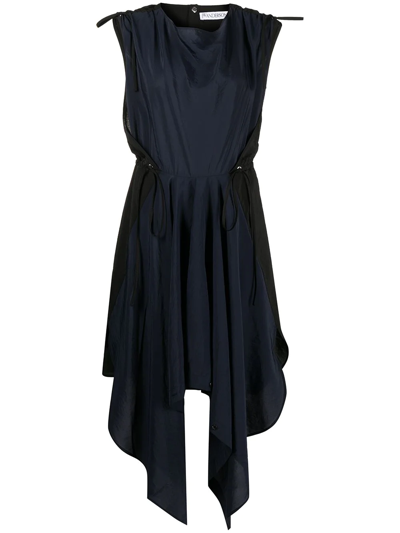 Jw Anderson Drawstring Handkerchief Midi Dress In Blue