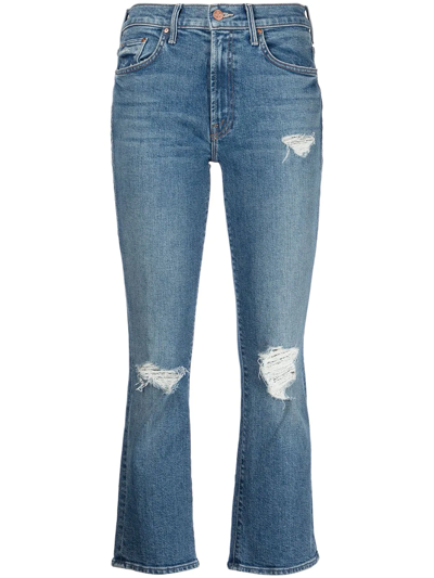 Mother The Insider Distressed Ankle-crop Jeans In Bloom And Doom