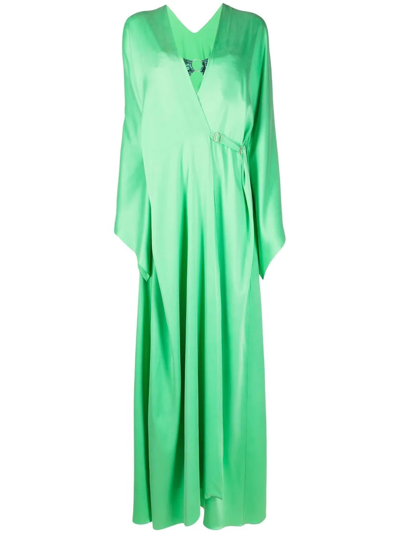 Maria Lucia Hohan Long-sleeve Draped Wrap Dress In Green