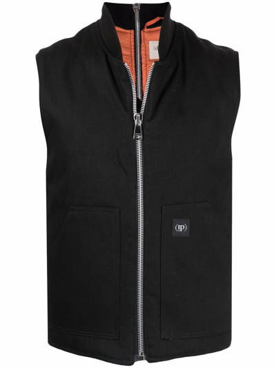 (d)ivision Logo-patch Zip-up Gilet In Black