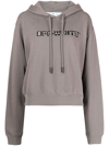 Off-white Logo-print Embellished Cropped Hoodie In Grey