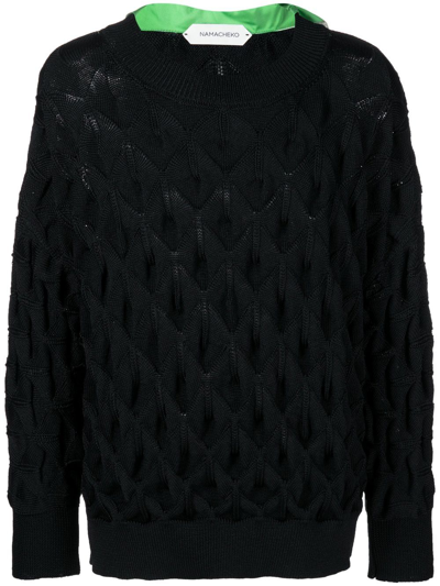Namacheko Cape-detail Open Knit Jumper In Black