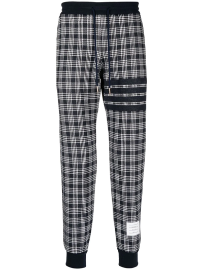Thom Browne Check-pattern Track Pants In 415 Navy