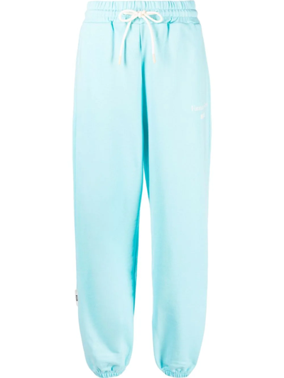 Msgm Fantastic Green Cotton Jersey Sweatpants In Light Blue