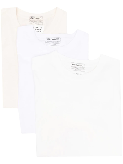 Maison Margiela Three-pack Cotton T-shirt In White