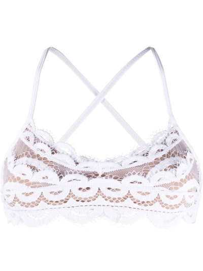 Pq Swim Lace Embroidered Bikini Top In White