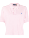 Polo Ralph Lauren Cropped Short Sleeve Polo Shirt In Pink