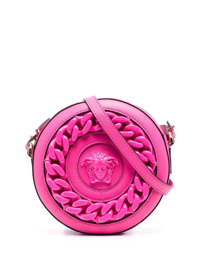 Versace Medusa Chain Round Crossbody Camera Bag In Pink