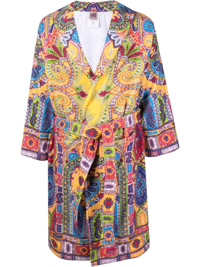 Etro Home Paisley-print Bath Robe In Gelb