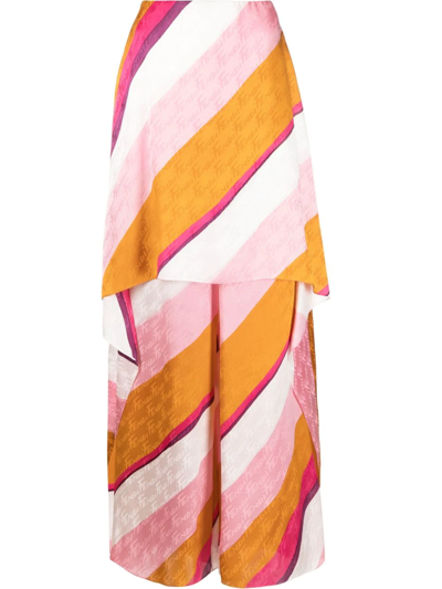 Fendi Ff Color-block Draped Trousers In Multi