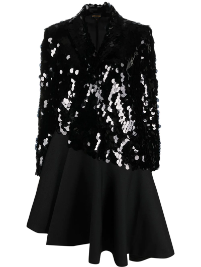 Comme Des Garçons Sequin-embellished Mid-length Coat In Black