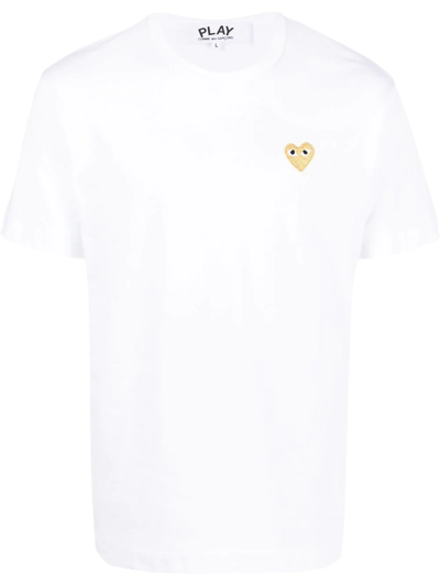 Comme Des Garçons Play Heart-patch Cotton T-shirt In White