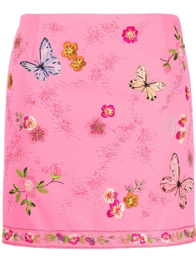 Blumarine Butterfly Embroidered Skirt In Pink