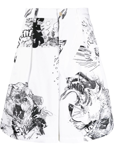 Comme Des Garçons Shirt Christian Marclay Graphic-print Shorts In White