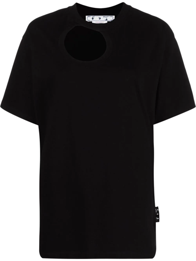 Off-white Cut-out Cotton T-shirt In Black