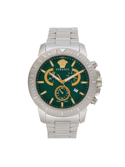 Versace Men's 45mm Stainless Steel Bracelet Chronograph Watch In Green