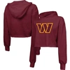 MAJESTIC MAJESTIC THREADS BURGUNDY WASHINGTON COMMANDERS BLING TRI-BLEND CROPPED PULLOVER HOODIE