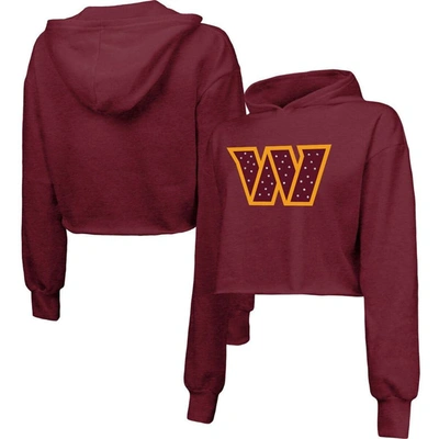 Majestic Threads Burgundy Washington Commanders Bling Tri-blend Cropped Pullover Hoodie