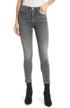Frame Le One High Waist Crop Skinny Jeans In Hughes