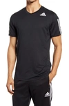 Adidas Originals Aero 3-stripe Stretch T-shirt In Black
