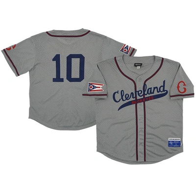 Rings & Crwns #10 Grey Cleveland Buckeyes Mesh Button-down Replica Jersey