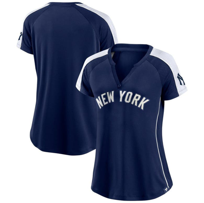 Fanatics Branded Navy/white New York Yankees True Classic League Diva Pinstripe Raglan V-neck T-shir In Navy,white