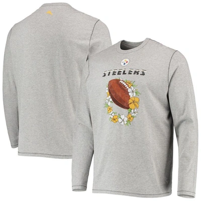 Tommy Bahama Men's  Heathered Grey Pittsburgh Steelers Sport Lei Pass Long Sleeve T-shirt