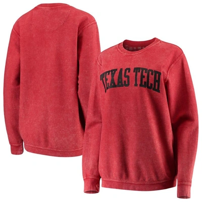Pressbox Women's Red Texas Tech Red Raiders Comfy Cord Vintage-like Wash Basic Arch Pullover Sweatshirt