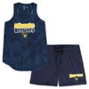 Concepts Sport Women's  Navy Milwaukee Brewers Plus Size Cloud Tank Top And Shorts Sleep Set In Navy
