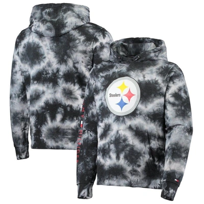 Tommy Hilfiger Men's Black Pittsburgh Steelers Stanley Tie-dye Pullover Hoodie