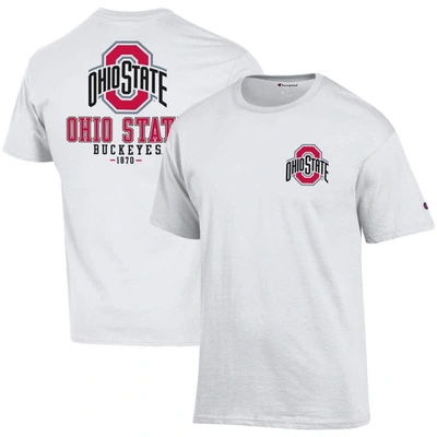 Champion White Ohio State Buckeyes Team Stack 2-hit T-shirt