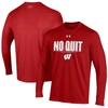 Under Armour Red Wisconsin Badgers 2023 On Court Bench Shooting Long Sleeve Hoodie T-shirt In Red