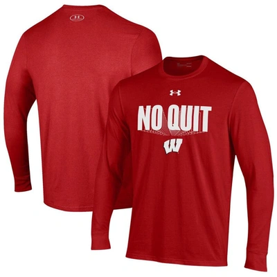 Under Armour Men's  Red Wisconsin Badgers Shooter Performance Long Sleeve T-shirt