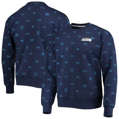 Tommy Hilfiger Men's College Navy Seattle Seahawks Reid Graphic Pullover Sweatshirt