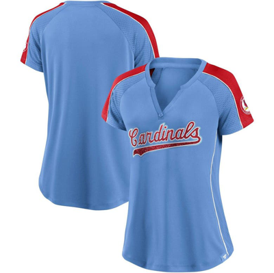 Fanatics Branded Light Blue/red St. Louis Cardinals True Classic League Diva Pinstripe Raglan V-neck In Blue,red