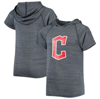 STITCHES YOUTH STITCHES HEATHERED NAVY CLEVELAND GUARDIANS RAGLAN SHORT SLEEVE PULLOVER HOODIE