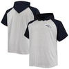 Profile Men's Heathered Gray, College Navy Seattle Seahawks Big And Tall Raglan Short Sleeve Pullover Hoodie In Heather Gray