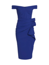 Chiara Boni La Petite Robe Radoslava Side-draped Off-the-shoulder Dress In Azulejo