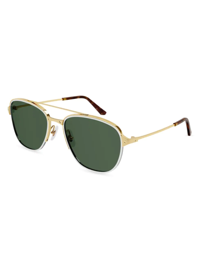 Cartier Men's Santos De  57mm Navigator Sunglasses In Gold