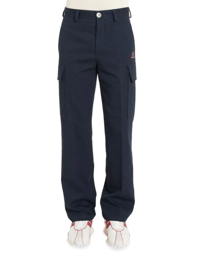 Lanvin Straight Cotton Cargo Pants In Dark Blue