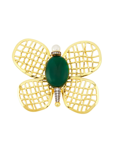 Begüm Khan Women's Magically Ever After 24k-gold-plated & Multi-stone Butterfly Brooch In Green