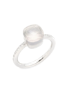 Pomellato Women's Ring Nudo Petit 18k White Gold, Milky Quartz & Diamond Ring