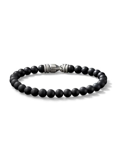 David Yurman Men's Matte Black Onyx & Sterling Silver Beaded Bracelet