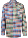Marni Patchwork Check-print Oversized Shirt In Blue